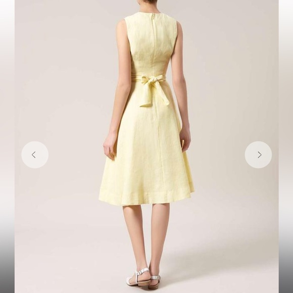 Hobbs London Sleeveless pastel or butter yellow linen dress, uk 8/eu 36/us 4 - Picture 3 of 5